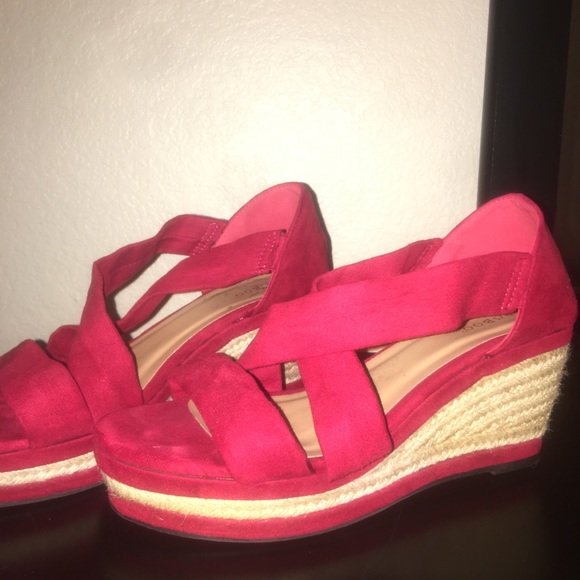 BAMBOO Shoes - Red 3inch wedge heels. BAMBOO Shoes - Red 3inch wedge heels.